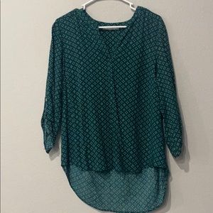 Green, Heart Patterned Blouse
